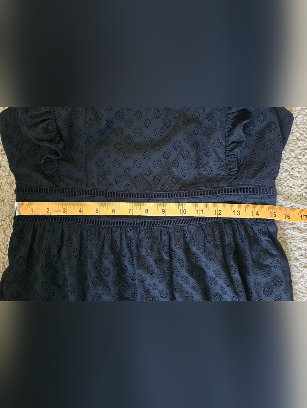 Ann Taylor Black Eyelet Maxi Dress with Ruffle Straps, Size 8 - Picture 8 of 10